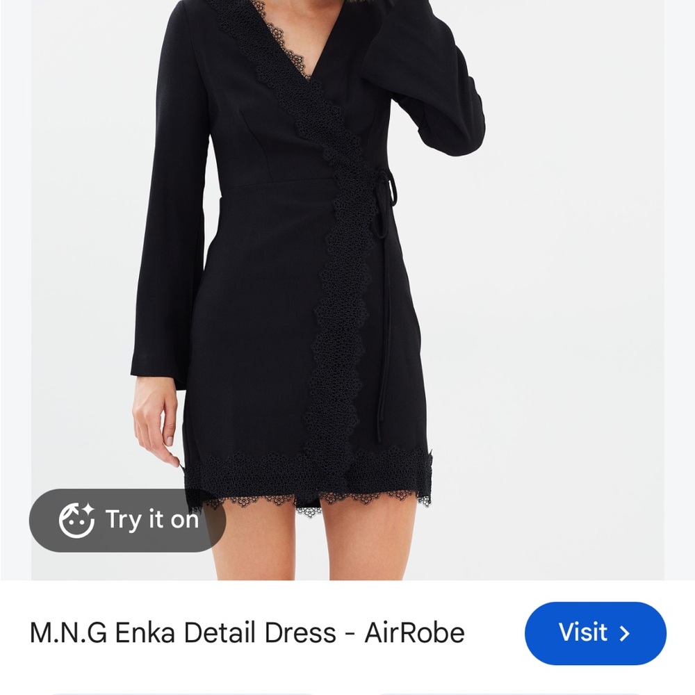 Mango Lace Detail Black Wrap Dress XS/2